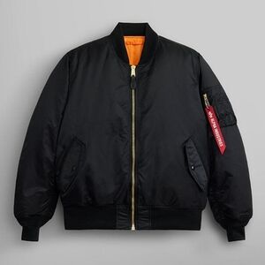 ALPHA INDUSTRIES MA-1 Bomber Jacket Large Black Orange Reversible